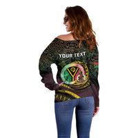 Personalised Vanuatu Off Shoulder Sweater Yumi 45th Hapi Independens Dei - Black Version LT14