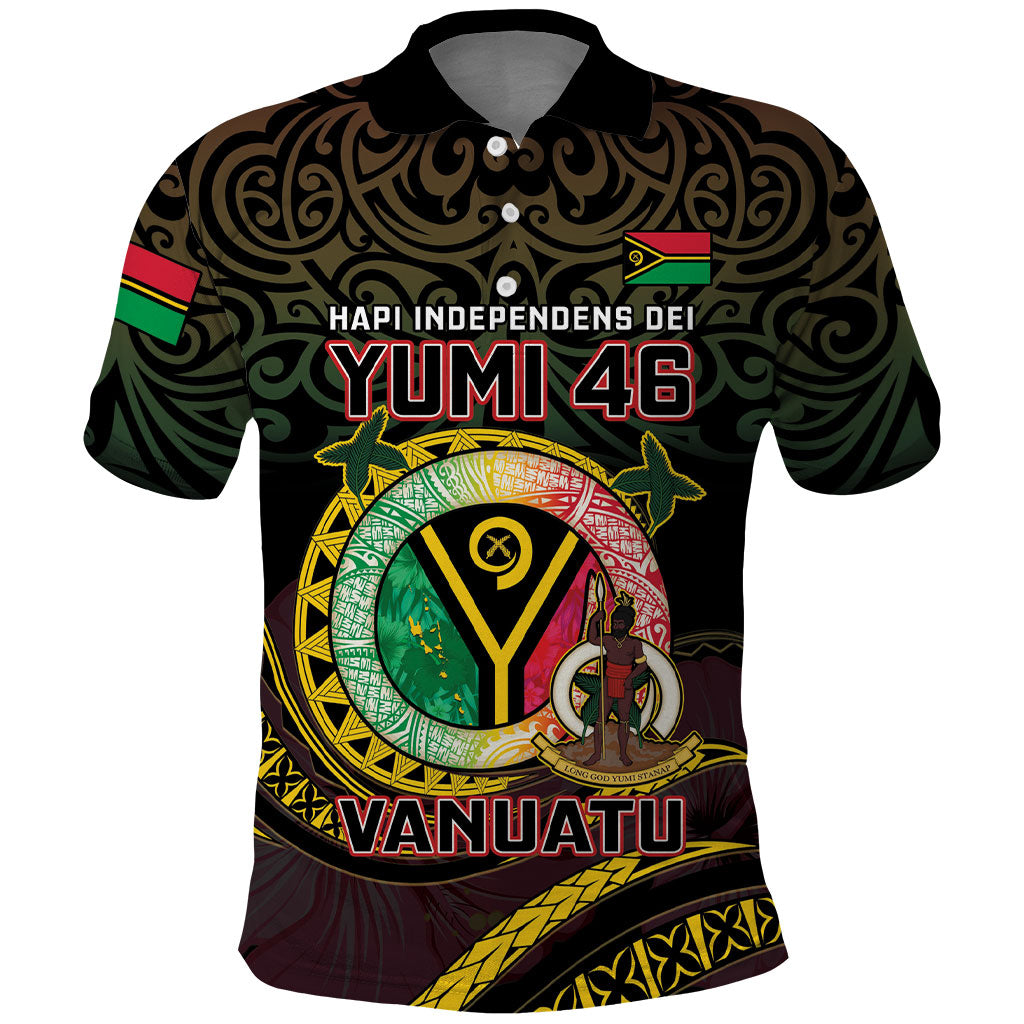 Personalised Vanuatu Polo Shirt Yumi 46th Hapi Independens Dei - Black Version LT14 Black - Polynesian Pride