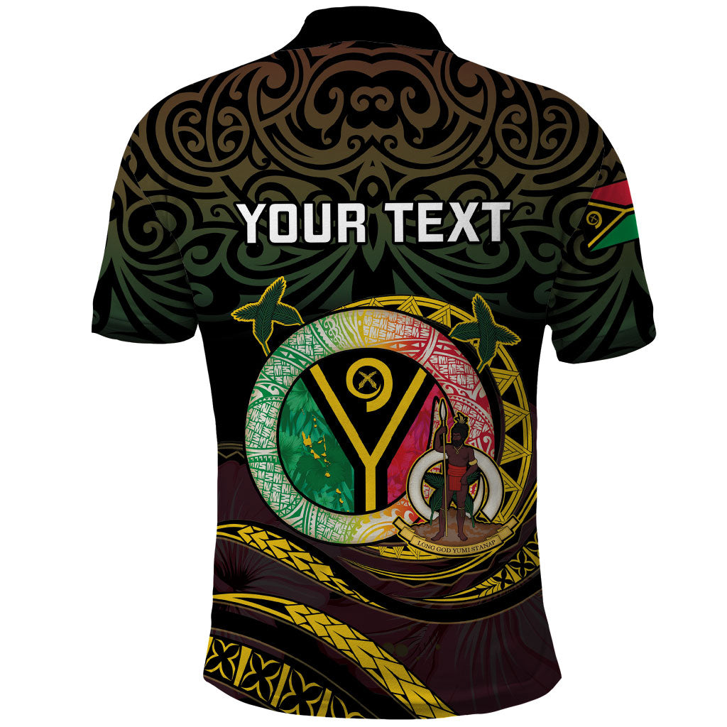 Personalised Vanuatu Polo Shirt Yumi 46th Hapi Independens Dei - Black Version LT14 - Polynesian Pride
