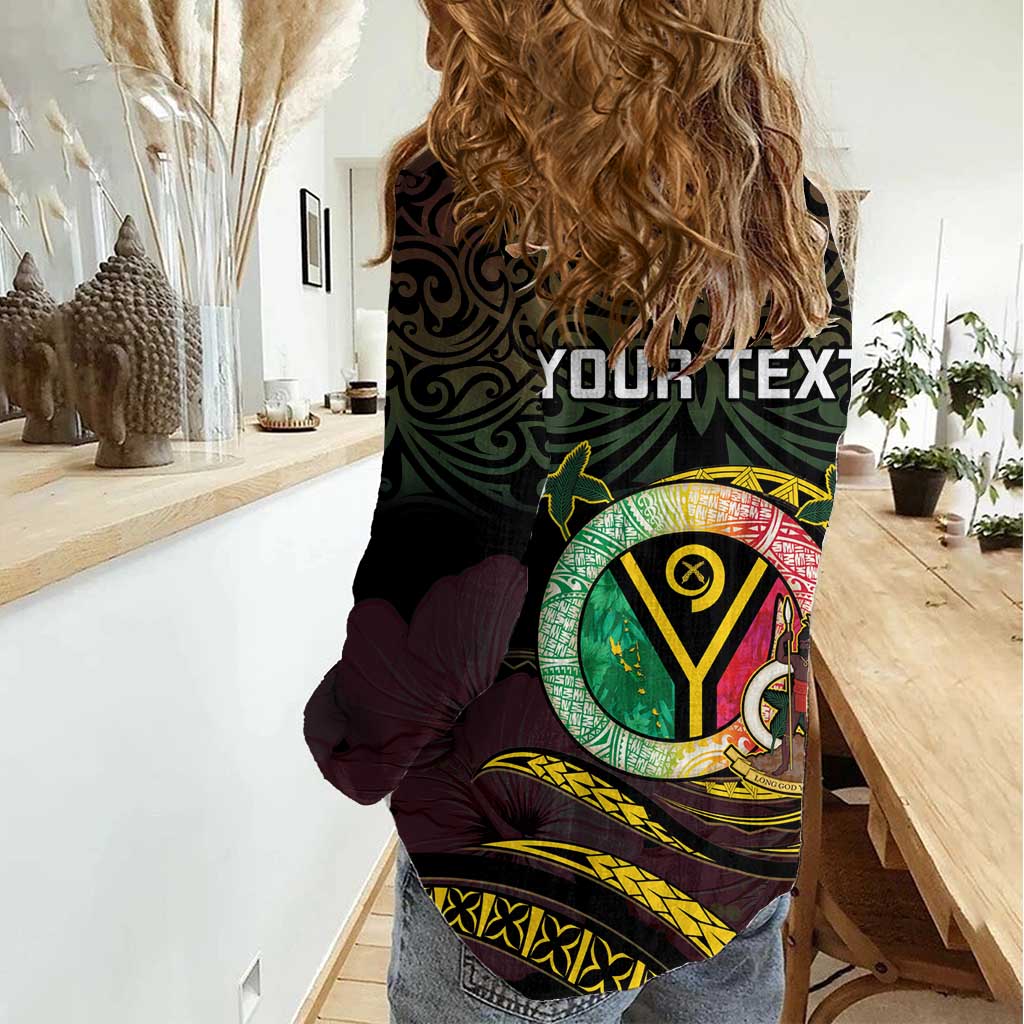 Personalised Vanuatu Women Casual Shirt Yumi 45th Hapi Independens Dei - Black Version LT14