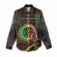 Personalised Vanuatu Women Casual Shirt Yumi 45th Hapi Independens Dei - Black Version LT14