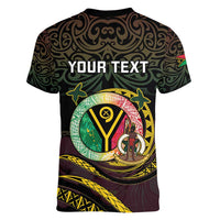 Personalised Vanuatu Women V-Neck T-Shirt Yumi 45th Hapi Independens Dei - Black Version LT14