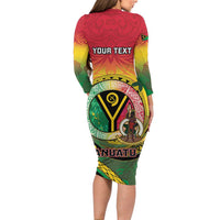 Personalised Vanuatu Family Matching Long Sleeve Bodycon Dress and Hawaiian Shirt Yumi 45th Hapi Independens Dei - Reggae Version LT14