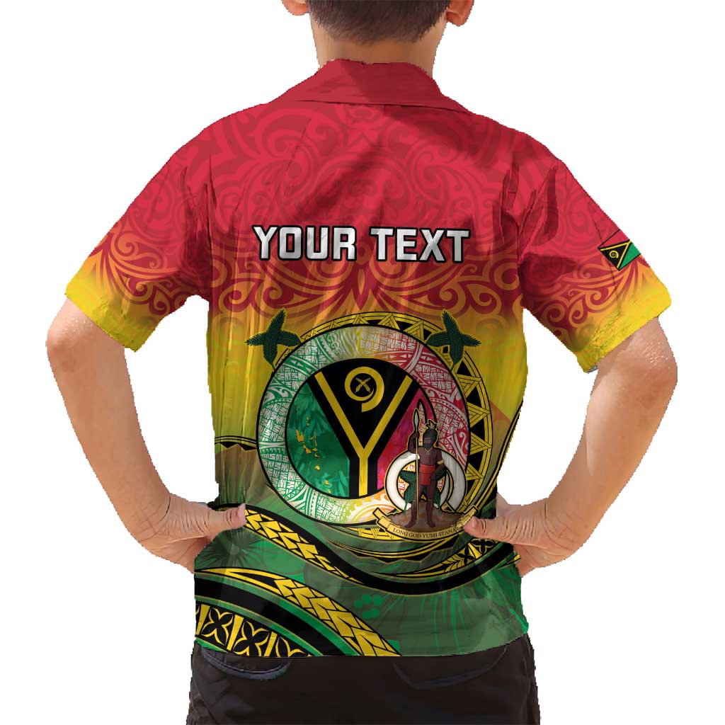 Personalised Vanuatu Family Matching Off Shoulder Short Dress and Hawaiian Shirt Yumi 45th Hapi Independens Dei - Reggae Version LT14