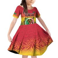 Personalised Vanuatu Family Matching Off Shoulder Short Dress and Hawaiian Shirt Yumi 45th Hapi Independens Dei - Reggae Version LT14