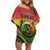 Personalised Vanuatu Family Matching Off Shoulder Short Dress and Hawaiian Shirt Yumi 45th Hapi Independens Dei - Reggae Version LT14