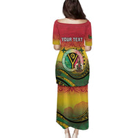 Personalised Vanuatu Family Matching Puletasi and Hawaiian Shirt Yumi 45th Hapi Independens Dei - Reggae Version LT14