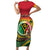 Personalised Vanuatu Short Sleeve Bodycon Dress Yumi 45th Hapi Independens Dei - Reggae Version LT14