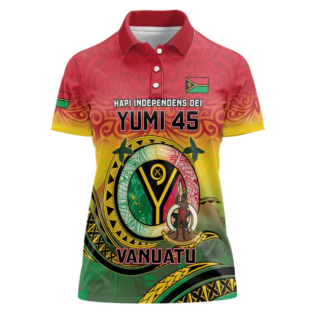 Personalised Vanuatu Women Polo Shirt Yumi 45th Hapi Independens Dei - Reggae Version LT14