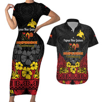 Papua New Guinea Independence Day Couples Matching Short Sleeve Bodycon Dress and Hawaiian Shirt PNG Bird of Paradise 50th Anniversary LT14
