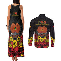 Papua New Guinea Independence Day Couples Matching Tank Maxi Dress and Long Sleeve Button Shirt PNG Bird of Paradise 50th Anniversary LT14