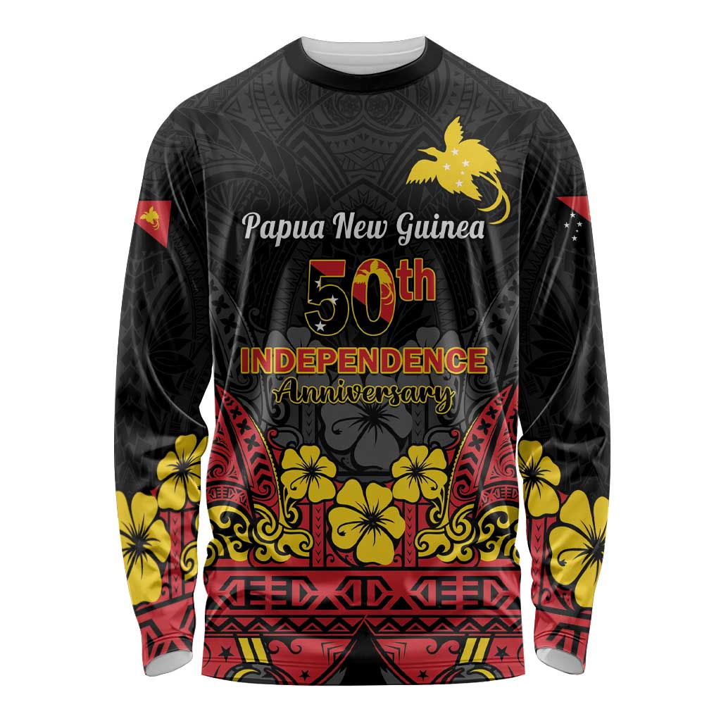 Papua New Guinea Independence Day Long Sleeve Shirt PNG Bird of Paradise 50th Anniversary LT14