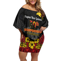 Papua New Guinea Independence Day Off Shoulder Short Dress PNG Bird of Paradise 50th Anniversary LT14