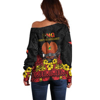 Papua New Guinea Independence Day Off Shoulder Sweater PNG Bird of Paradise 50th Anniversary LT14