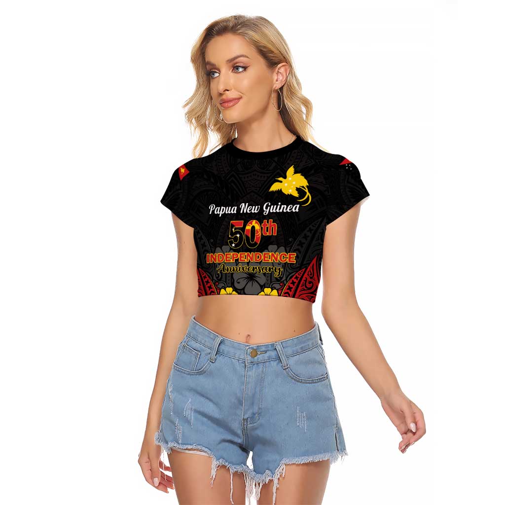 Papua New Guinea Independence Day Raglan Cropped T Shirt PNG Bird of Paradise 50th Anniversary LT14