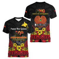 Papua New Guinea Independence Day Women V-Neck T-Shirt PNG Bird of Paradise 50th Anniversary LT14