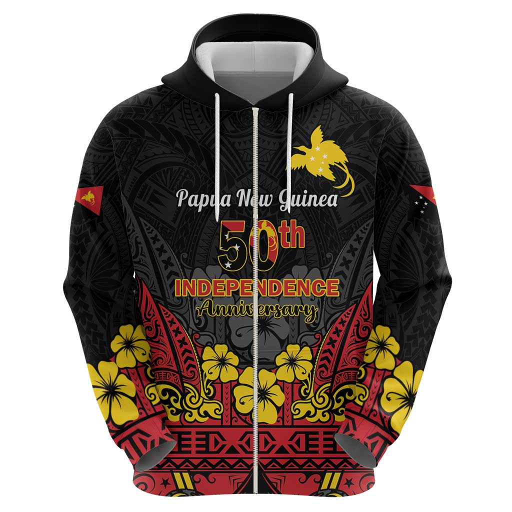 Papua New Guinea Independence Day Zip Hoodie PNG Bird of Paradise 50th Anniversary LT14