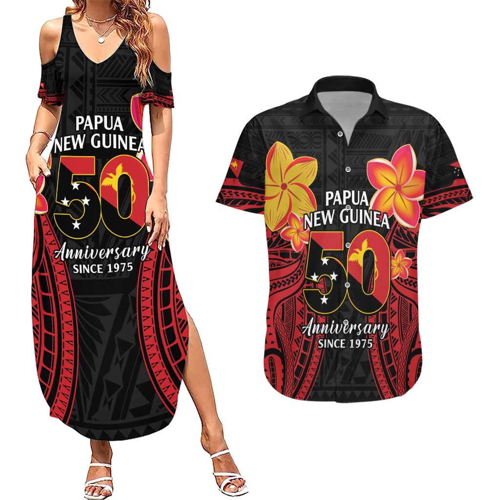 Papua New Guinea Independence Day Couples Matching Summer Maxi Dress and Hawaiian Shirt PNG Since 1975 LT14