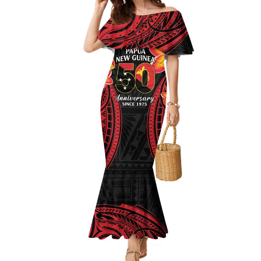 Papua New Guinea Independence Day Family Matching Mermaid Dress and Hawaiian Shirt PNG Since 1975 LT14