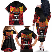 Papua New Guinea Independence Day Family Matching Off The Shoulder Long Sleeve Dress and Hawaiian Shirt PNG Since 1975 LT14