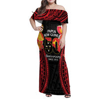 Papua New Guinea Independence Day Family Matching Off Shoulder Maxi Dress and Hawaiian Shirt PNG Since 1975 LT14