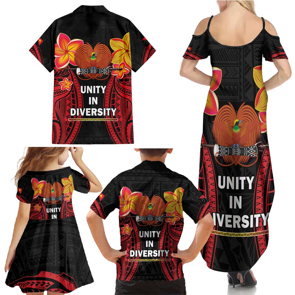 Papua New Guinea Independence Day Family Matching Summer Maxi Dress and Hawaiian Shirt PNG Since 1975 LT14
