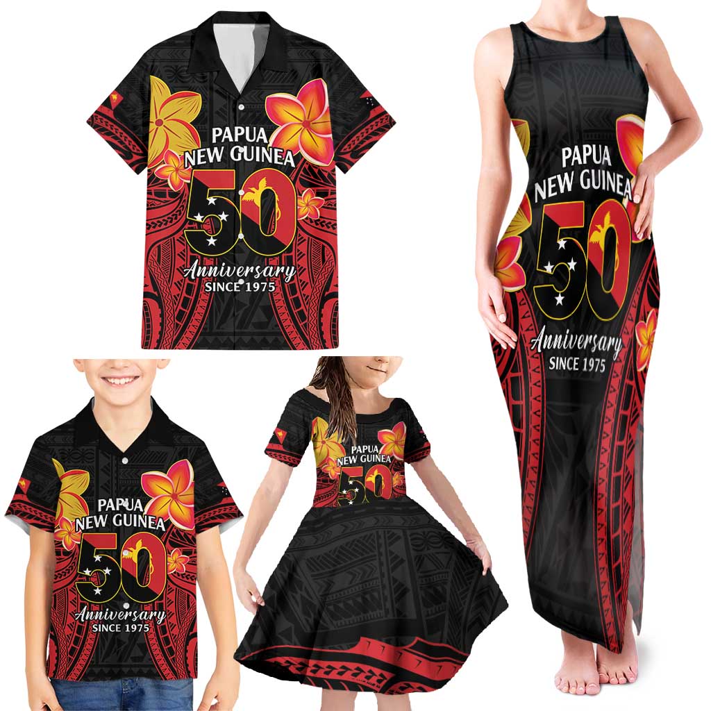Papua New Guinea Independence Day Family Matching Tank Maxi Dress and Hawaiian Shirt PNG Since 1975 LT14