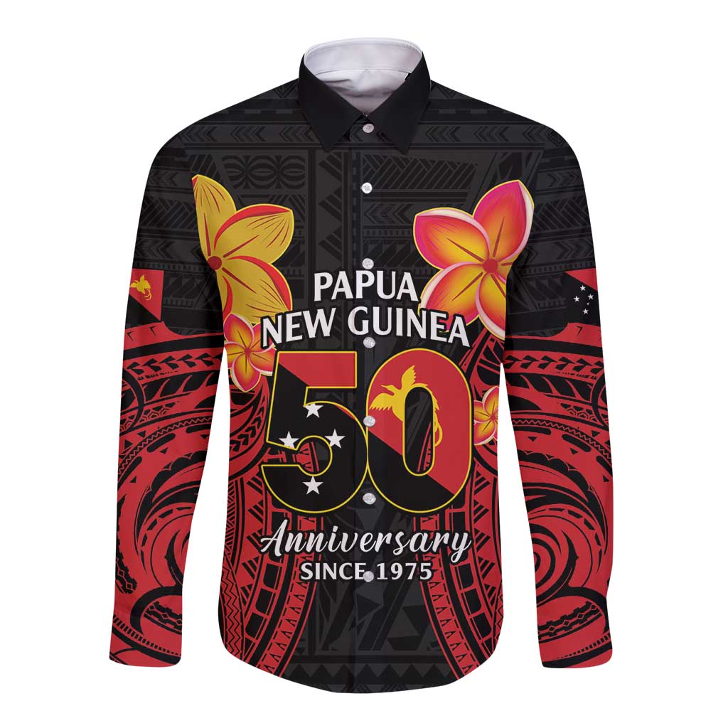 Papua New Guinea Independence Day Long Sleeve Button Shirt PNG Since 1975 LT14