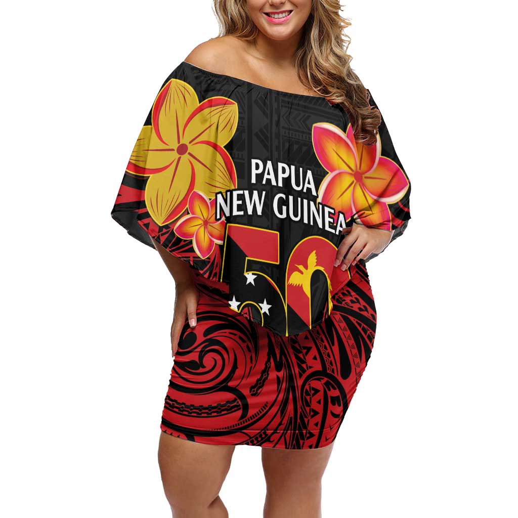 Papua New Guinea Independence Day Off Shoulder Short Dress PNG Since 1975 LT14