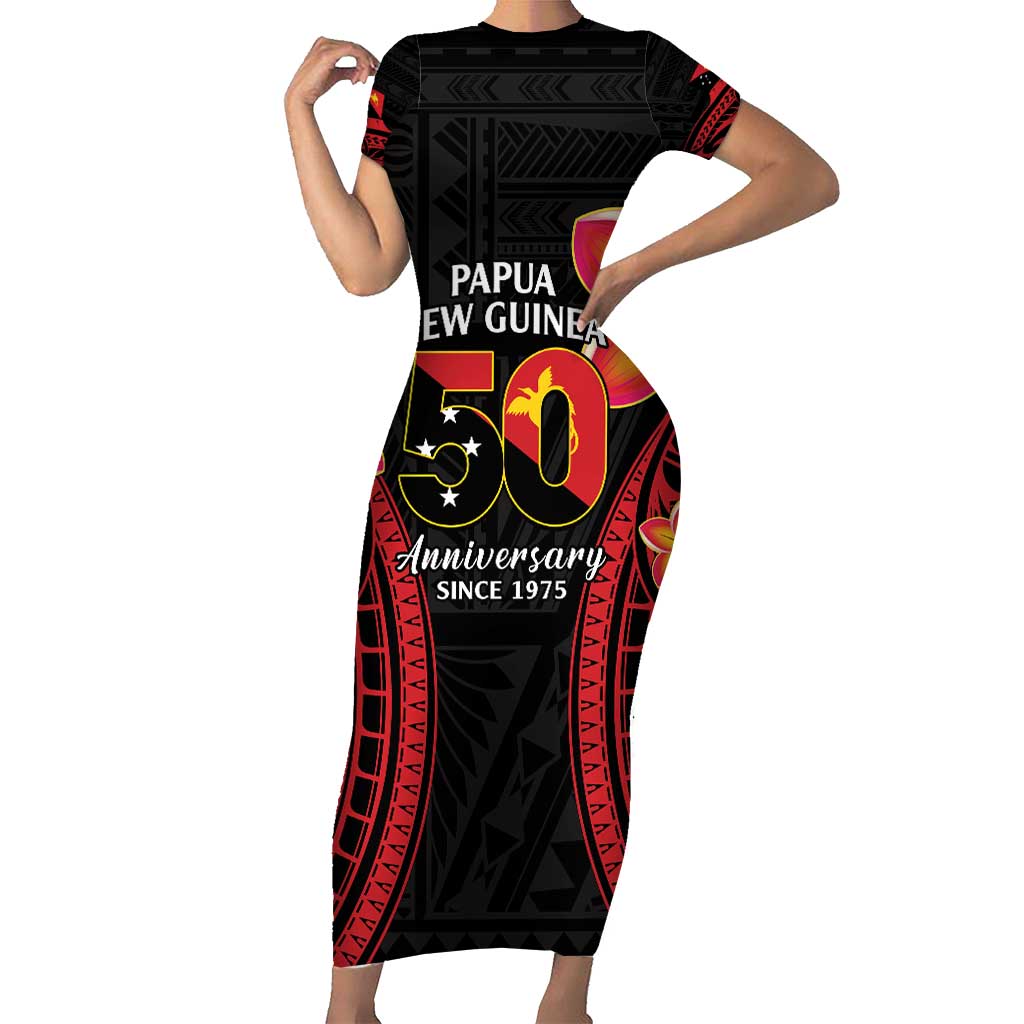 Papua New Guinea Independence Day Short Sleeve Bodycon Dress PNG Since 1975 LT14