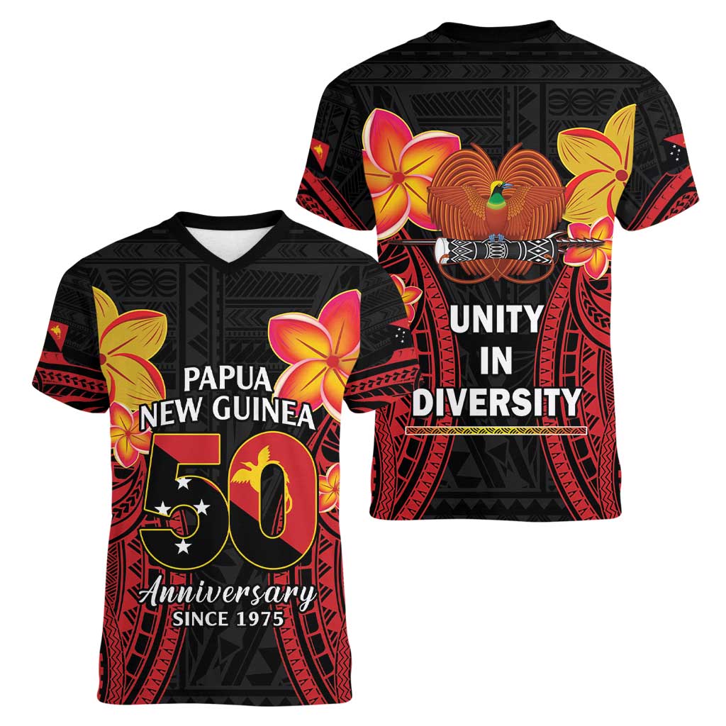 Papua New Guinea Independence Day Women V-Neck T-Shirt PNG Since 1975 LT14