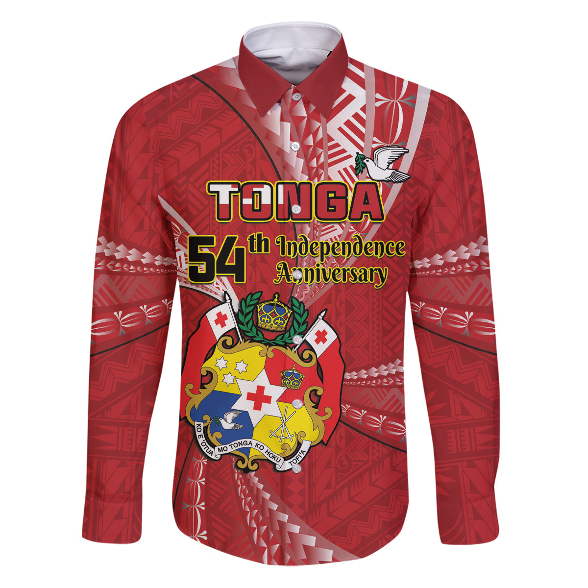 Personalised Tonga Independence Day Family Matching Puletasi and Hawaiian Shirt Happy 54th Independence Anniversary Ngatu Pattern