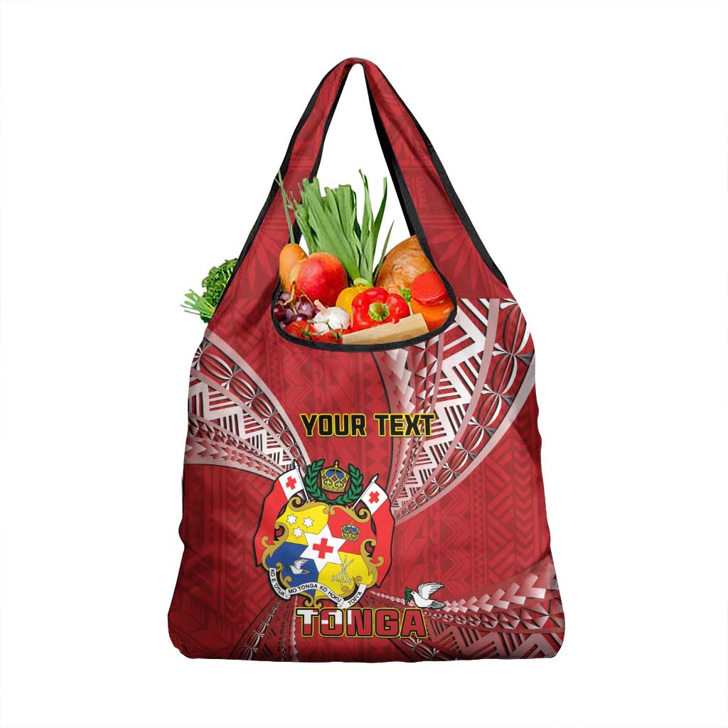 Personalised Tonga Independence Day Grocery Bag Happy 54th Independence Anniversary Ngatu Pattern