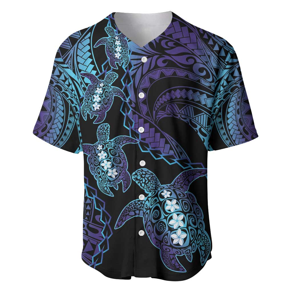 Polynesia Sea Turtle Day Baseball Jersey Tribal Honu Plumeria Polynesian Pattern