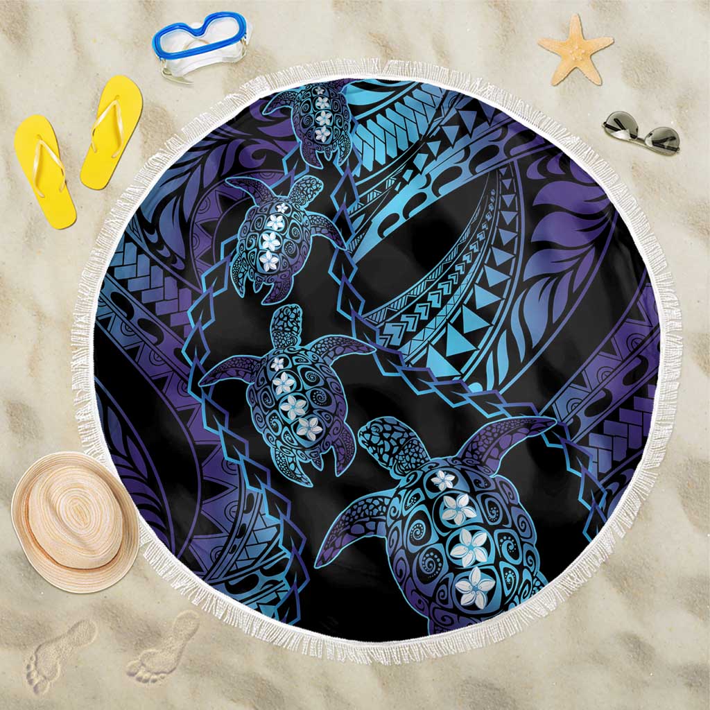 Polynesia Sea Turtle Day Beach Blanket Tribal Honu Plumeria Polynesian Pattern
