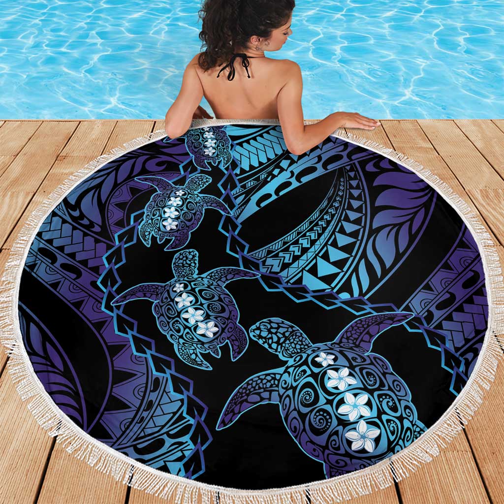 Polynesia Sea Turtle Day Beach Blanket Tribal Honu Plumeria Polynesian Pattern