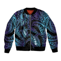Polynesia Sea Turtle Day Bomber Jacket Tribal Honu Plumeria Polynesian Pattern LT14 Unisex Purple - Polynesian Pride
