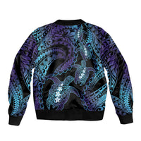 Polynesia Sea Turtle Day Bomber Jacket Tribal Honu Plumeria Polynesian Pattern LT14 - Polynesian Pride