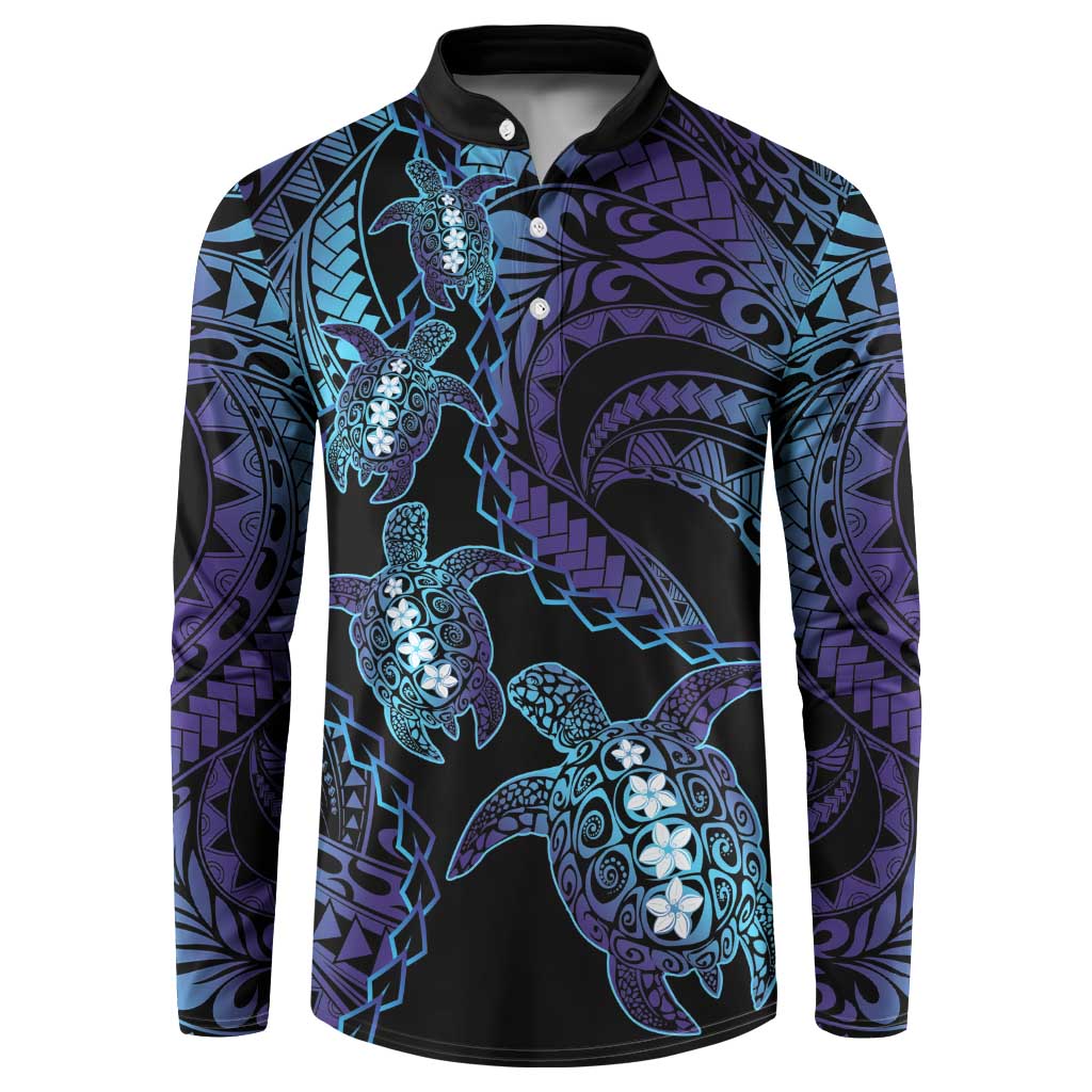 Polynesia Sea Turtle Day Button Sweatshirt Tribal Honu Plumeria Polynesian Pattern