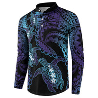 Polynesia Sea Turtle Day Button Sweatshirt Tribal Honu Plumeria Polynesian Pattern