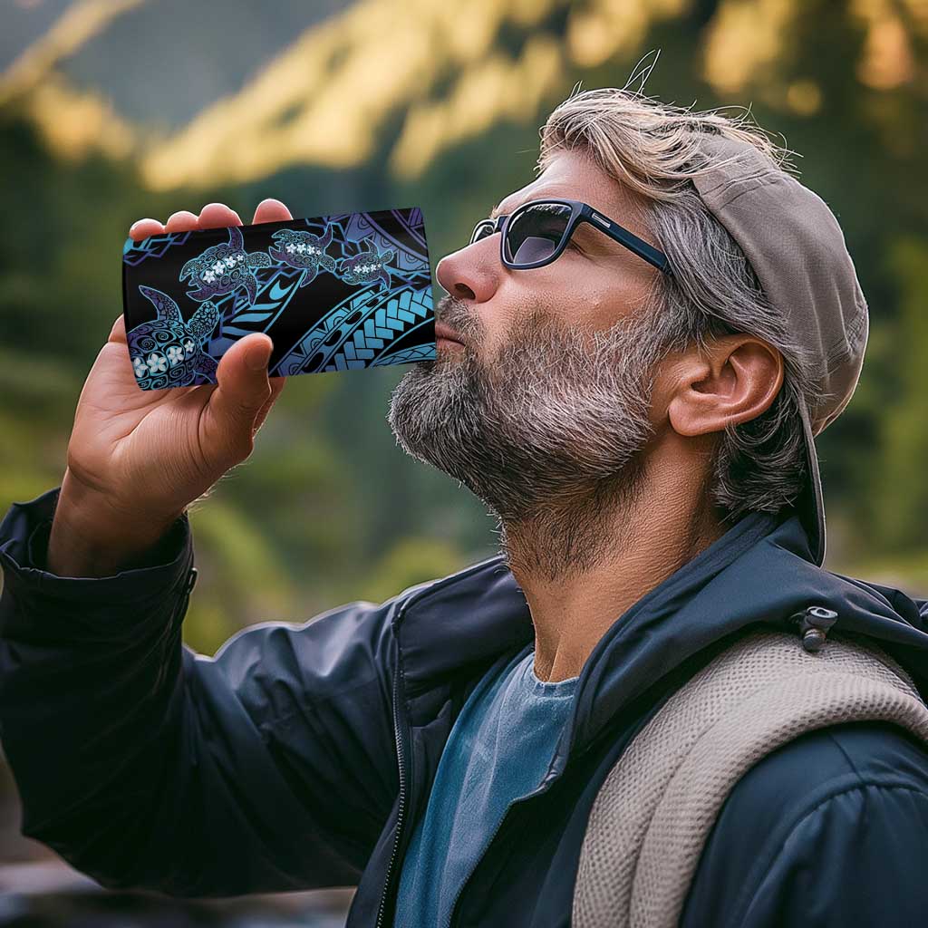 Polynesia Sea Turtle Day 4 in 1 Can Cooler Tumbler Tribal Honu Plumeria Polynesian Pattern