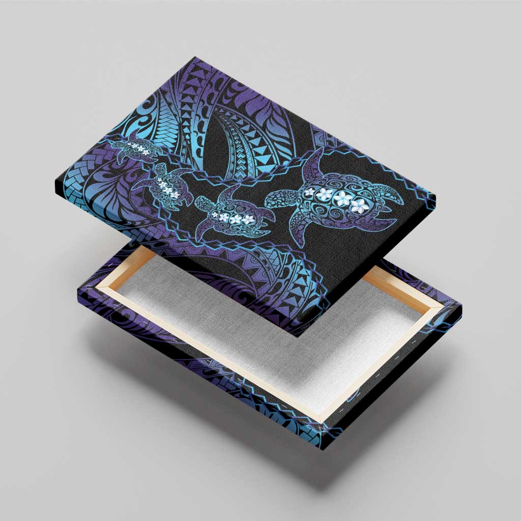 Polynesia Sea Turtle Day Canvas Wall Art Tribal Honu Plumeria Polynesian Pattern