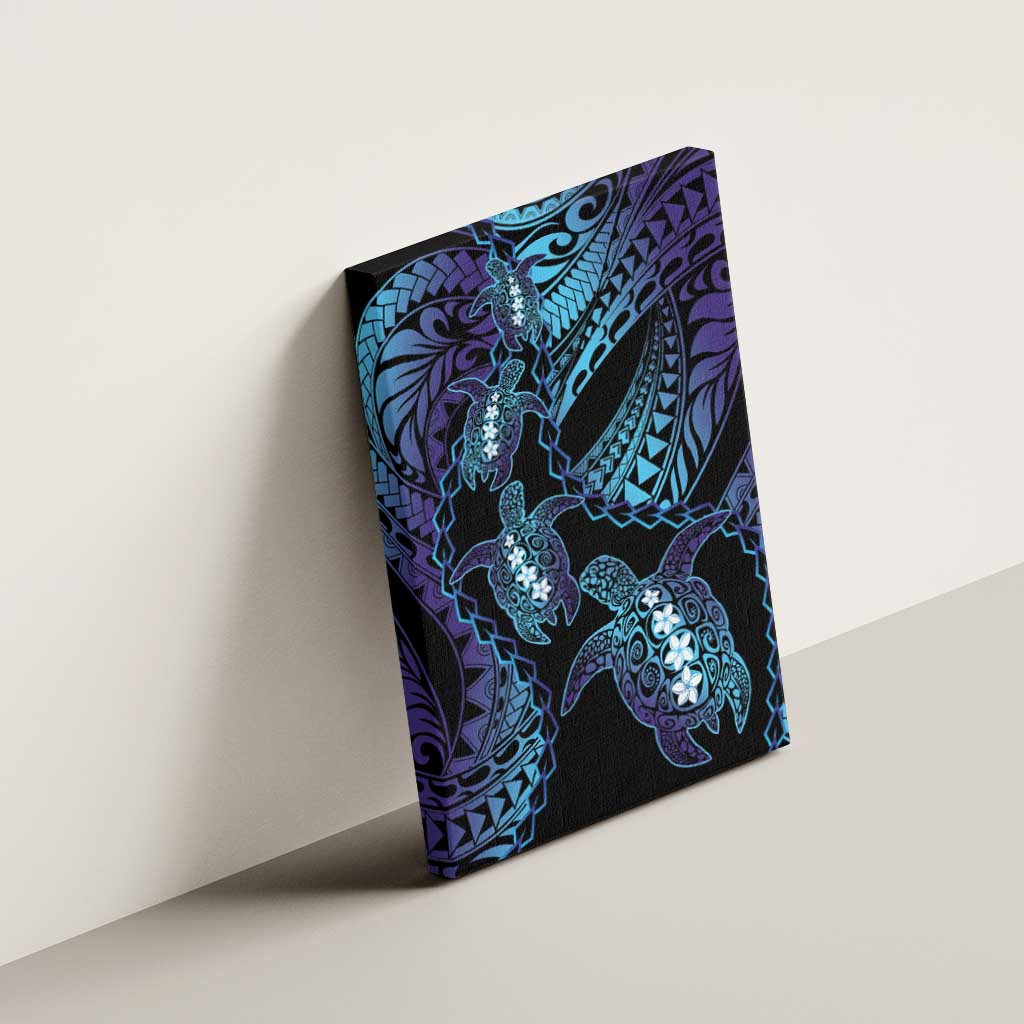 Polynesia Sea Turtle Day Canvas Wall Art Tribal Honu Plumeria Polynesian Pattern