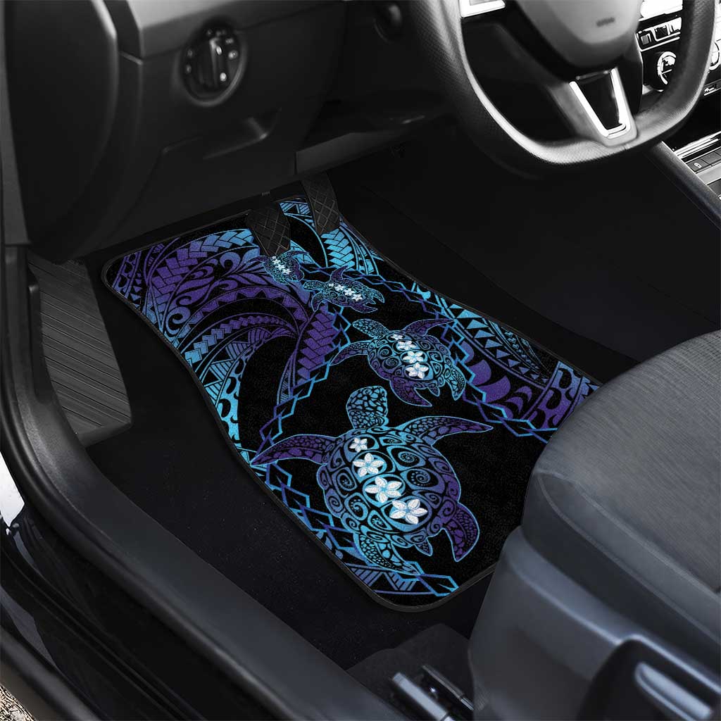 Polynesia Sea Turtle Day Car Mats Tribal Honu Plumeria Polynesian Pattern
