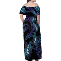 Polynesia Sea Turtle Day Family Matching Off Shoulder Maxi Dress and Hawaiian Shirt Tribal Honu Plumeria Polynesian Pattern