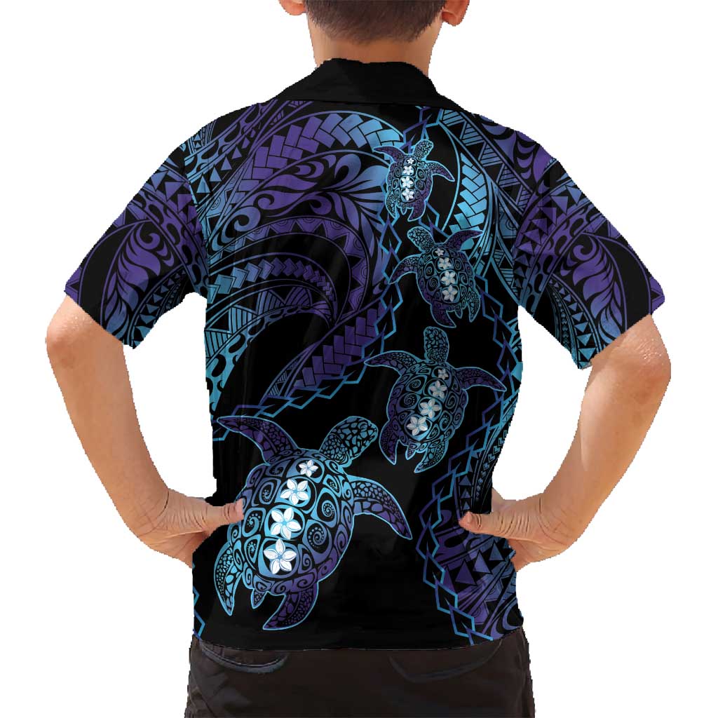 Polynesia Sea Turtle Day Family Matching Off Shoulder Short Dress and Hawaiian Shirt Tribal Honu Plumeria Polynesian Pattern