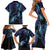 Polynesia Sea Turtle Day Family Matching Short Sleeve Bodycon Dress and Hawaiian Shirt Tribal Honu Plumeria Polynesian Pattern