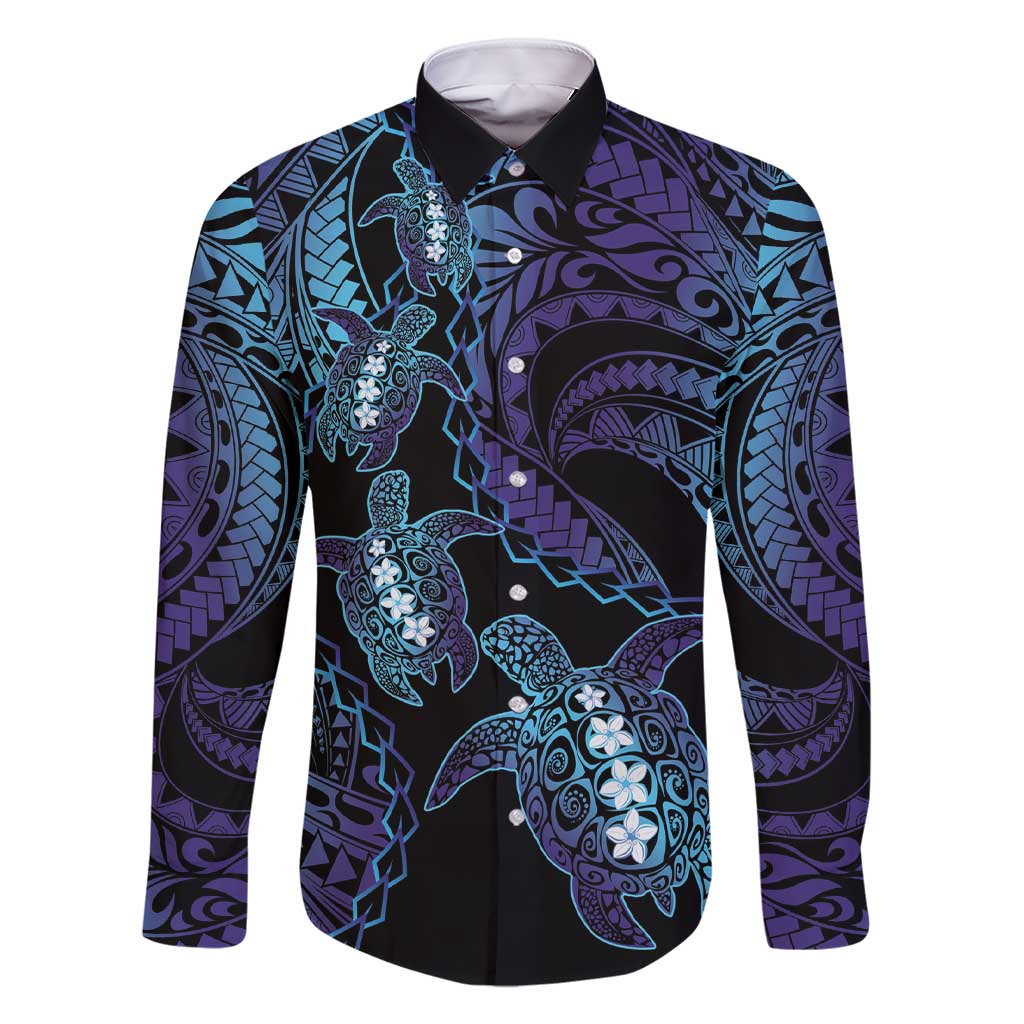 Polynesia Sea Turtle Day Family Matching Short Sleeve Bodycon Dress and Hawaiian Shirt Tribal Honu Plumeria Polynesian Pattern