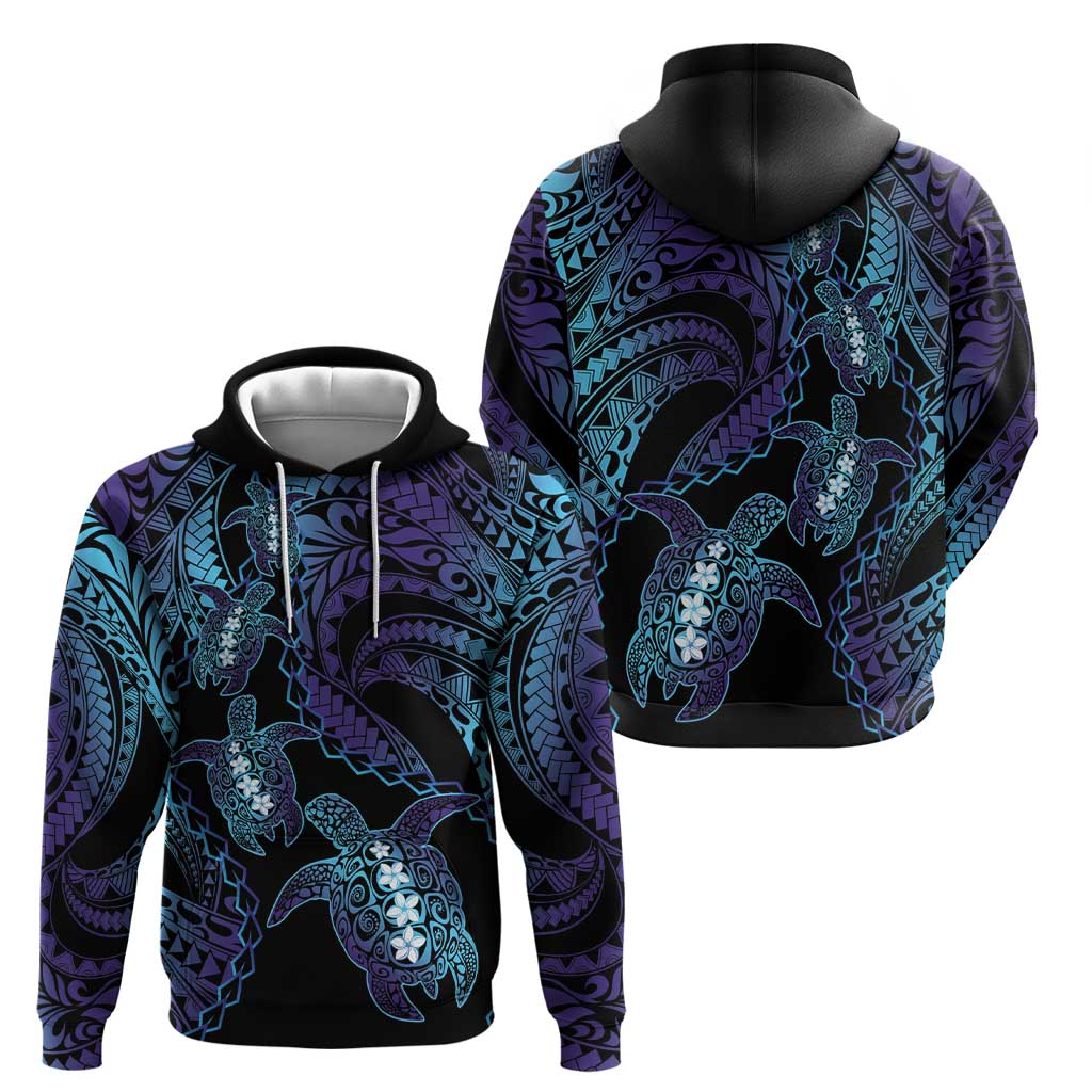 Polynesia Sea Turtle Day Hoodie Tribal Honu Plumeria Polynesian Pattern