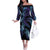 Polynesia Sea Turtle Day Off The Shoulder Long Sleeve Dress Tribal Honu Plumeria Polynesian Pattern